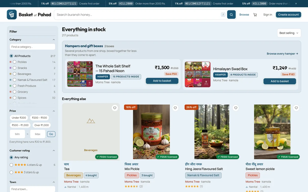 Browsing the catalogue, filtered by shelf and region